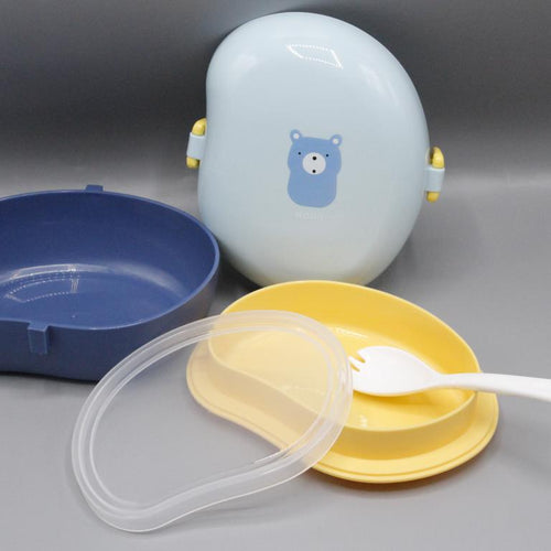 Load image into Gallery viewer, Mango Shaped Lunch Box With Partition &amp; Spork Blue (2525)
