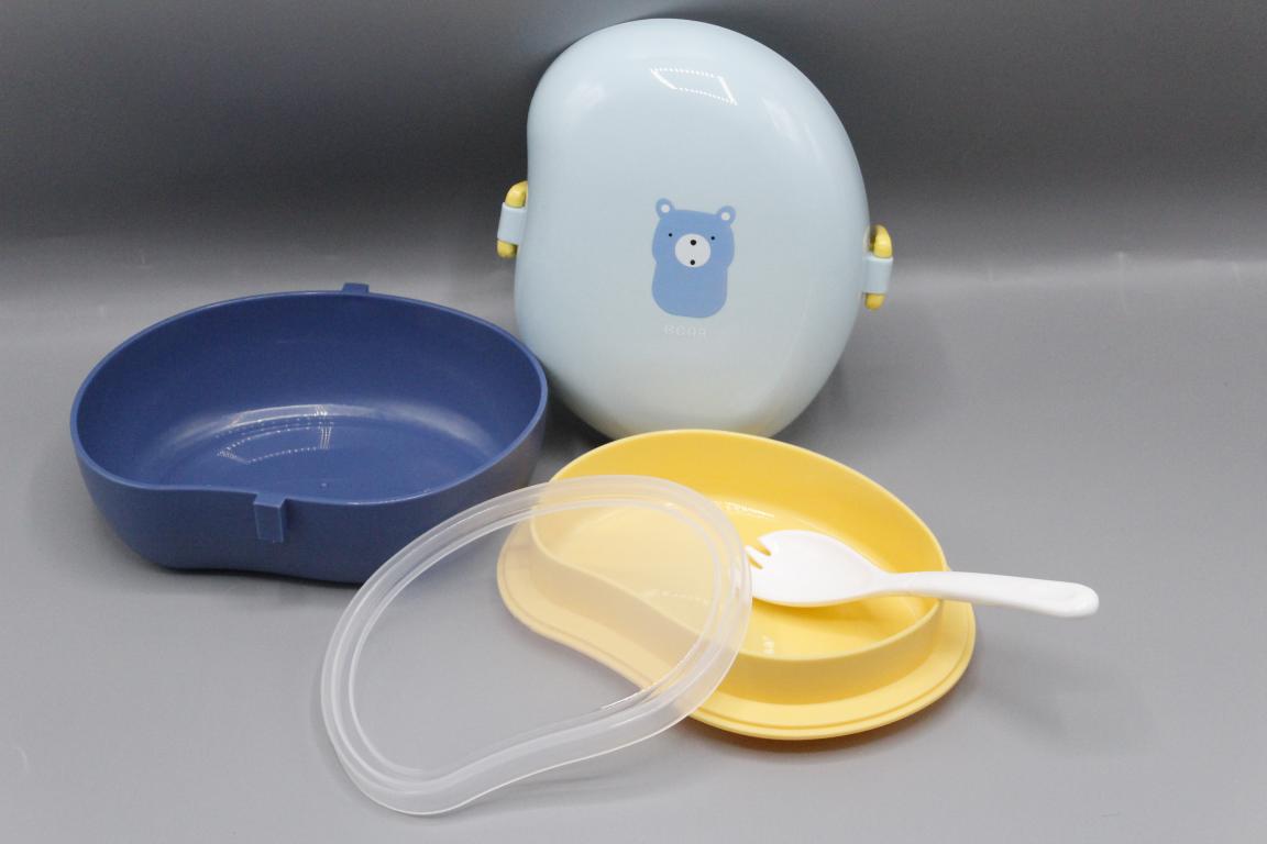 Mango Shaped Lunch Box With Partition & Spork Blue (2525)