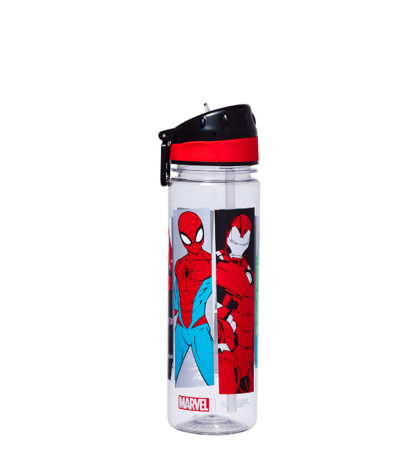 Marvel Avengers 650ml Flip Up Straw Water Bottle for Kids – Durable & Spill-Proof Hydration Bottle for School & Outdoor Use (2002)