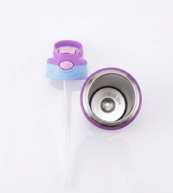 Mermaid Kids Water Bottle 520ml – Stainless Steel Push Button Straw Bo ...