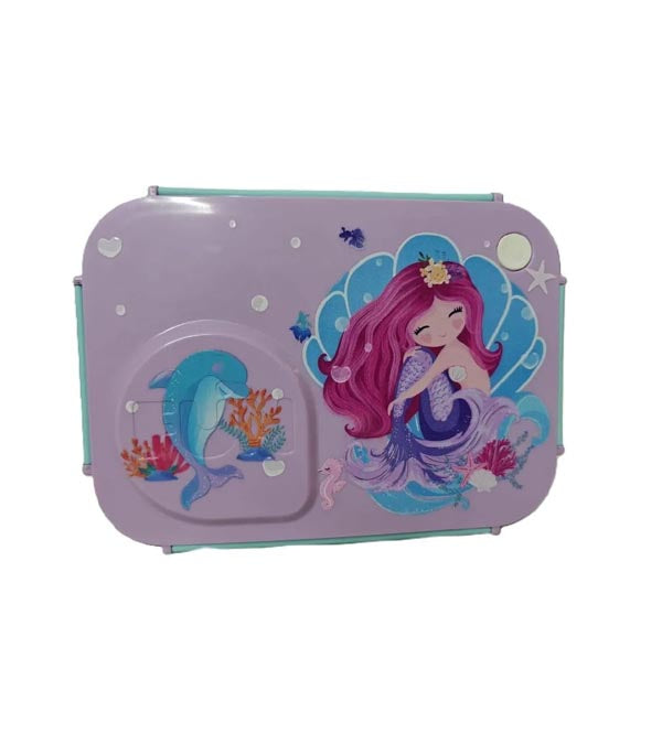 Mermaid Stainless Steel Lunch Box | 3 Portion Bento Box with Spoon, Chopsticks & Container (2659)