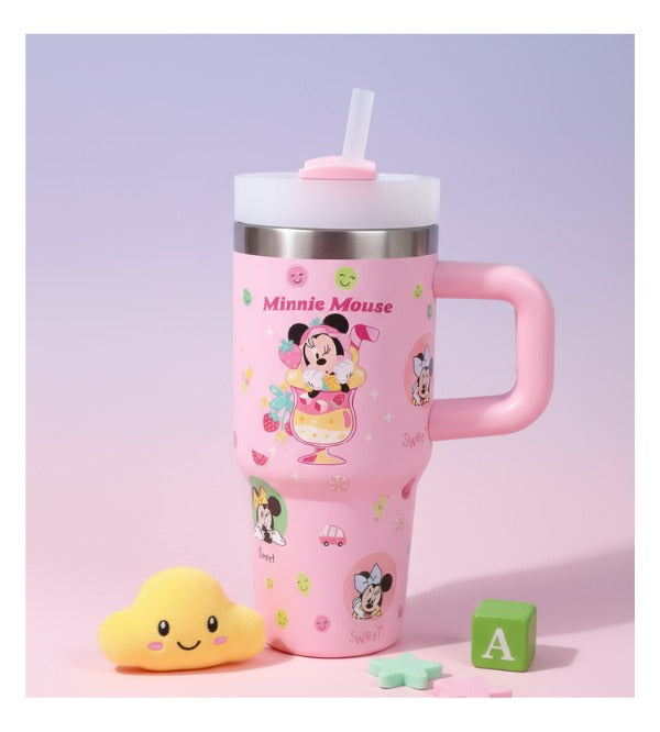 Minnie Mouse Insulated Tumbler with Handle & Straw – 20oz (590ml) Double-Wall Stainless Steel Cup for Kids (TS3370)