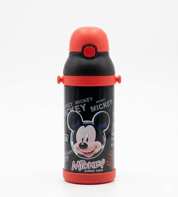 Mickey Mouse Black Metallic Water Bottle for Kids – 350ml Stainless St ...