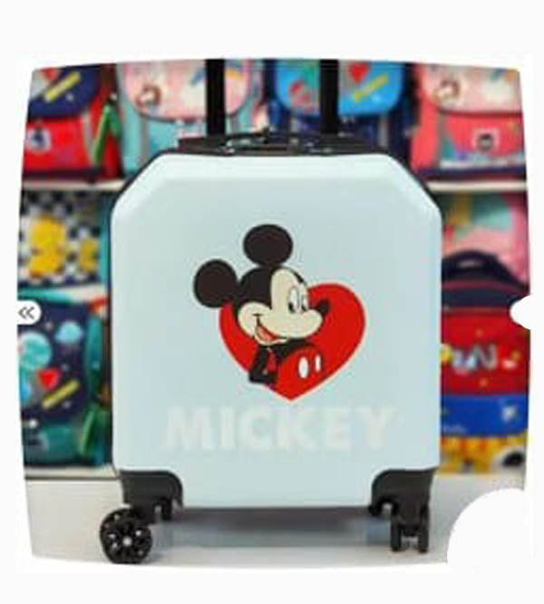 Mickey Mouse Kids Travel Trolley Suitcase - Lightweight & Durable White Luggage (G-77)