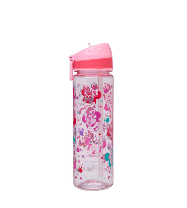 Minnie Mouse 650ml Flip Up Straw Water Bottle for Kids – Cute & Spill-Proof Hydration Bottle for School & Outdoor Fun (2002)