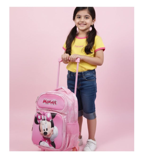 Minnie Mouse 3D Kids School Trolley Bag – 14 Inch, Lightweight & Durable – For KG 1, KG 2 & Grade 1 (1314T)