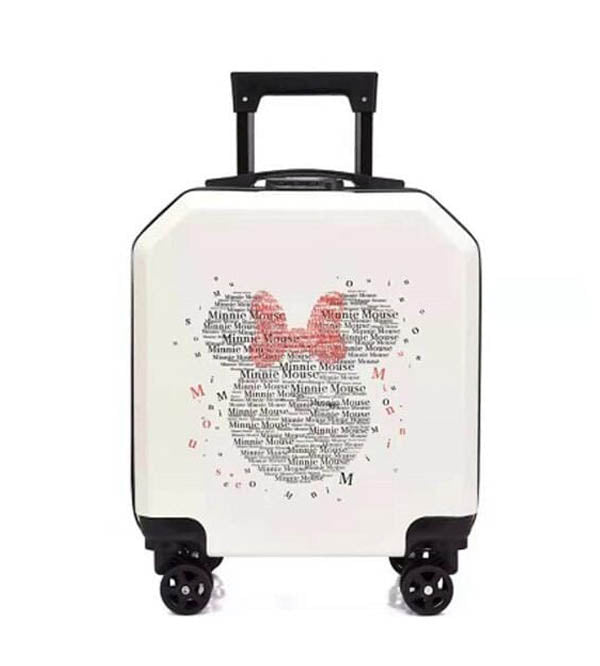 Minnie Mouse Kids Travel Suitcase | Lightweight & Durable Trolley Luggage for Girls - White (G-77)