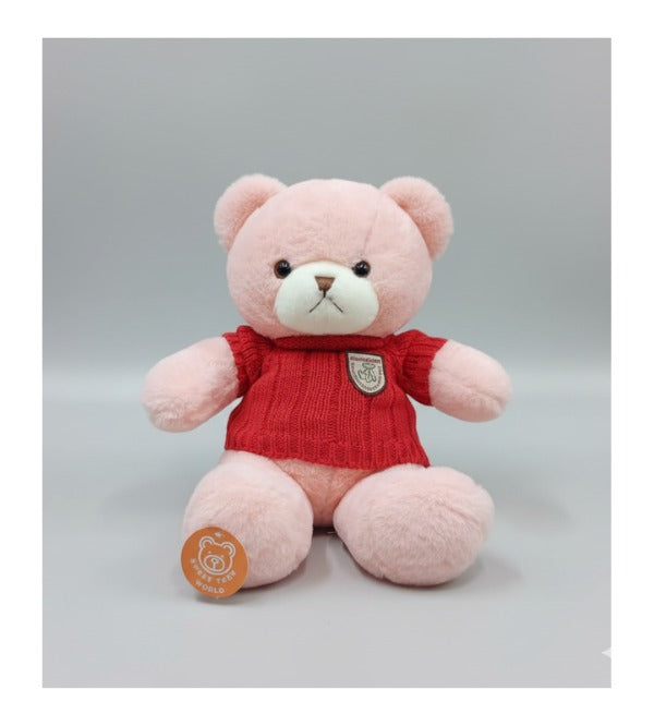 Pink Teddy Bear 18-Inch Stuffed Toy with Red Sweater – Soft Plush Toy for Kids (KC5929)