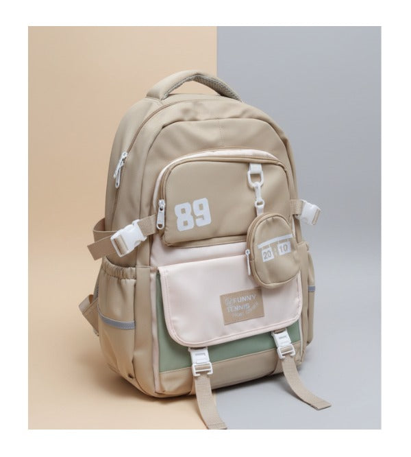 Premium Beige School Bag & Travel Backpack – Spacious 18-Inch Backpack for Grade 6+ (579#)