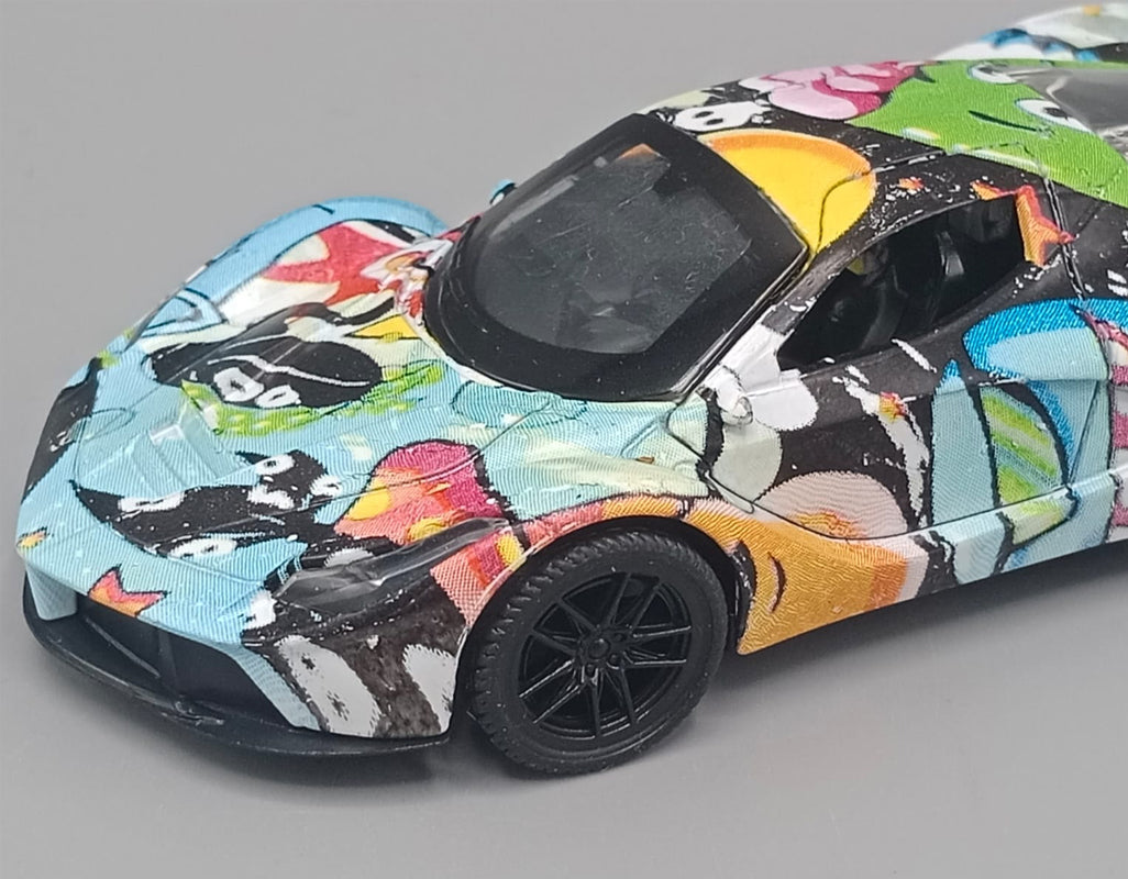 Printed Multicolor Matte Finished Alloy Pull Back Model Toy Car (3621B)