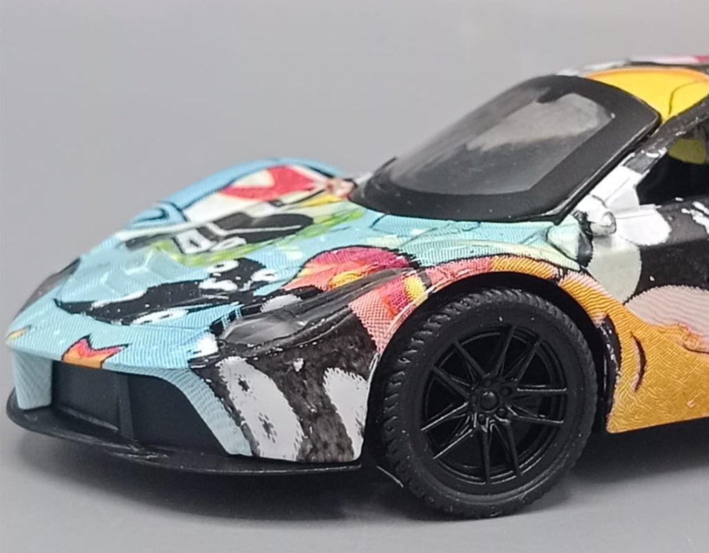 Printed Multicolor Matte Finished Alloy Pull Back Model Toy Car (3621B)