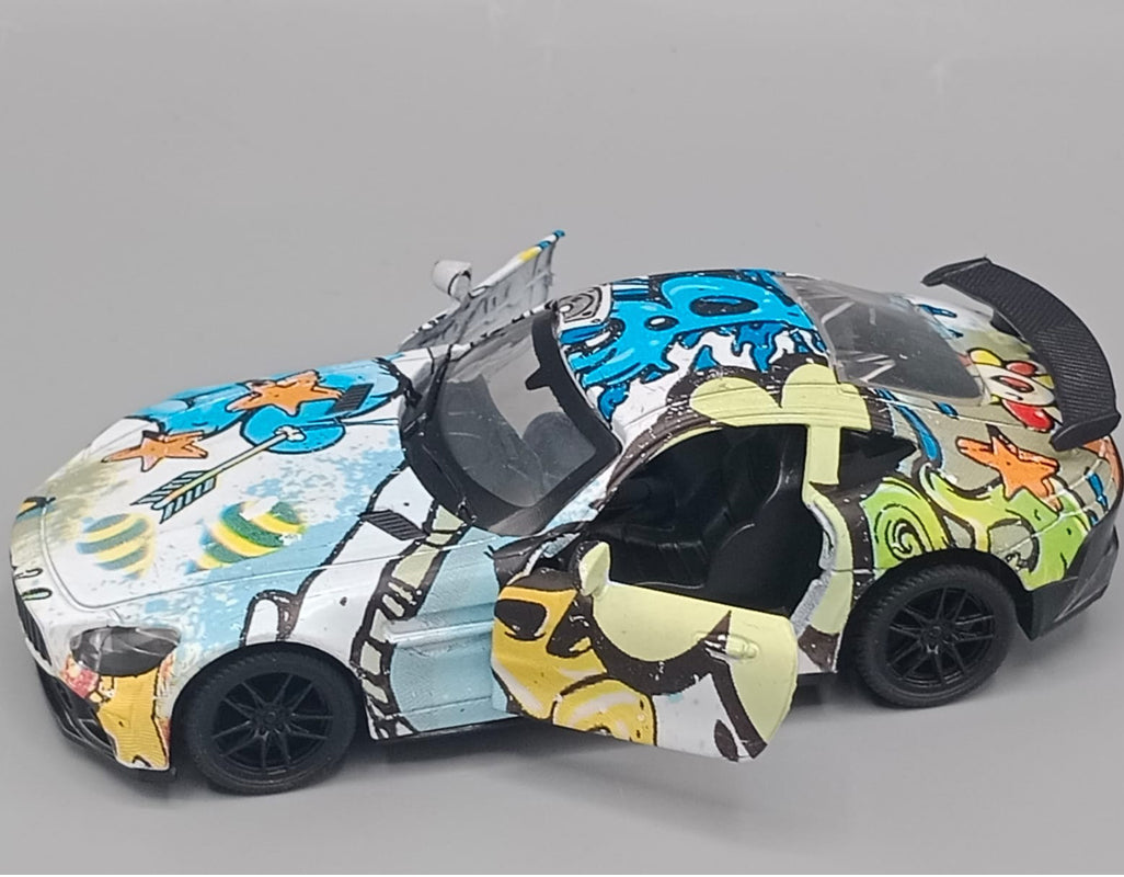 Printed Multicolor Matte Finished Alloy Pull Back Model Toy Car (3621C)
