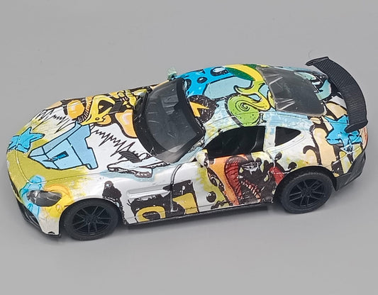 Printed Multicolor Matte Finished Alloy Pull Back Model Toy Car (3621A)