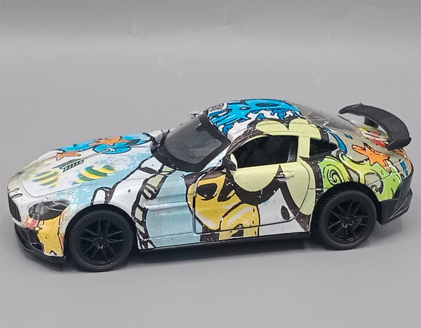 Printed Multicolor Matte Finished Alloy Pull Back Model Toy Car (3621C)