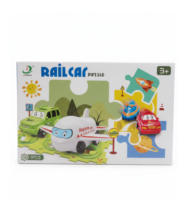 Railcar Puzzle 5-Piece Track Set – DIY Interchangeable Jigsaw Track wi ...