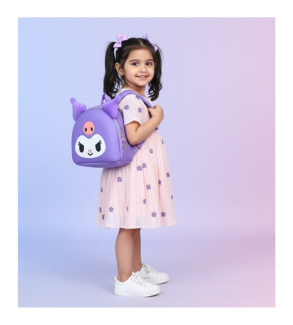 Sanrio Kuromi 3D Hard Shell Backpack for Kids – Purple | Cute Plush Ears | Travel & School Bag (Z-118)