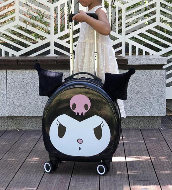 Sanrio Kuromi Hard Shell Carry-On Suitcase – Matte Finish | Kids Travel Luggage with 360° Wheels