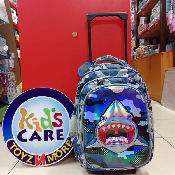 Shark 3D Kids School Trolley Bag – 16 Inch, Lightweight & Durable – For Grade 1 to Grade 3