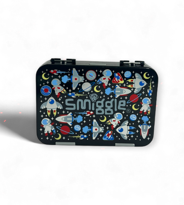 Smiggle Astronaut Space World Medium Bento Lunch Box for Kids – Black, BPA-Free & Eco-Friendly (398642)
