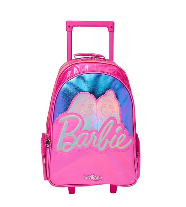 Smiggle Barbie 3D School Trolley Bag with Light Up Wheels – Recommended for Grade 2 to 5, Durable & Spacious