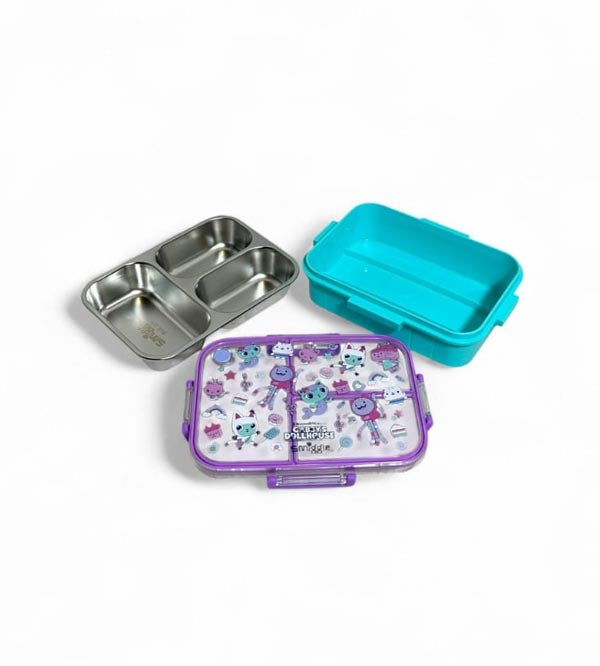 Smiggle Gabby’s Dollhouse 3 Portion Stainless Steel Lunch Box – Leak Proof, 750ml (SM262198)