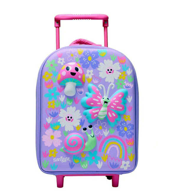 Smiggle Teeny Tiny Butterfly 3D Hardtop Trolley Bag - Lilac | 10L Kids School & Travel Luggage | Perfect for Playgroup & Preschool