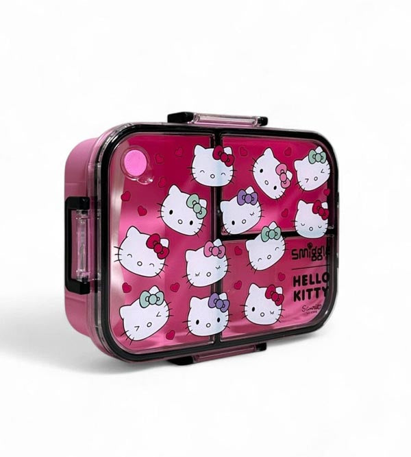 Hello Kitty 3 Portion Lunch Box – 1200ml Leak-Proof, BPA Free Kids Lunch Box with Spoon (SM254098)