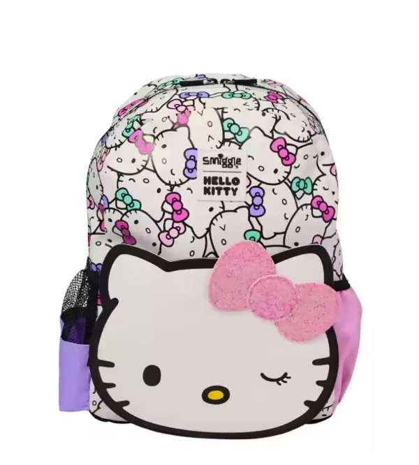 Smiggle Hello Kitty Backpack with Hood – 14 Inch Lightweight Kids School Bag for KG 1 & KG 2 – Washable & Travel Ready (455887)