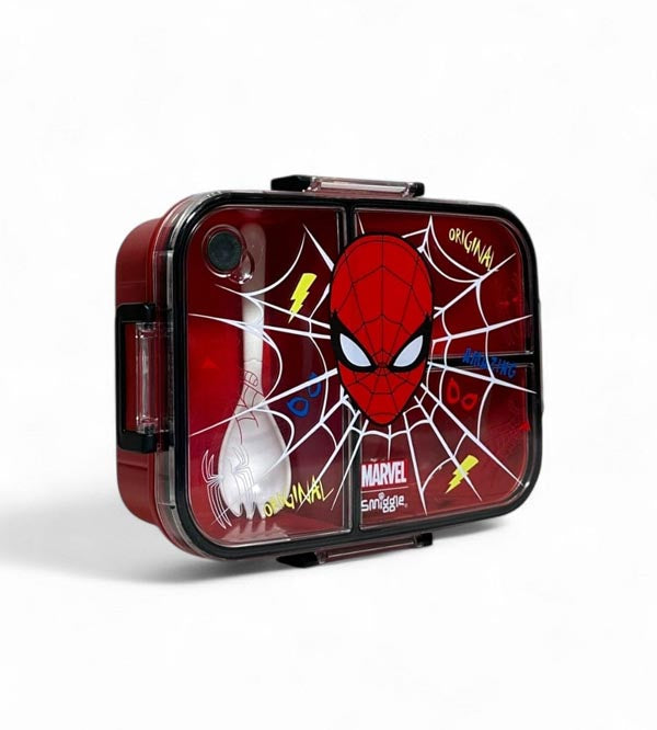 Marvel Spider-Man 3 Portion Lunch Box – 1200ml Leak-Proof, BPA Free Kids Lunch Box with Spoon (SM254098)