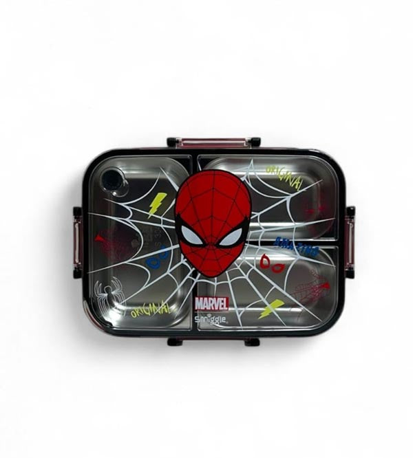 Smiggle Marvel Spider-Man 3 Portion Stainless Steel Lunch Box – Leak Proof, 750ml (SM262198)