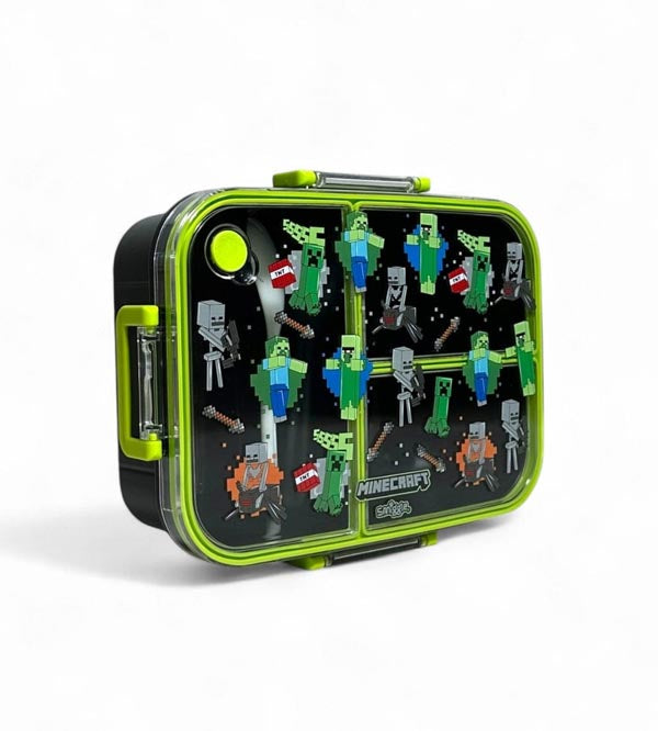 Minecraft 3 Portion Lunch Box – 1200ml Leak-Proof, BPA Free Kids Lunch Box with Spoon (SM254098)