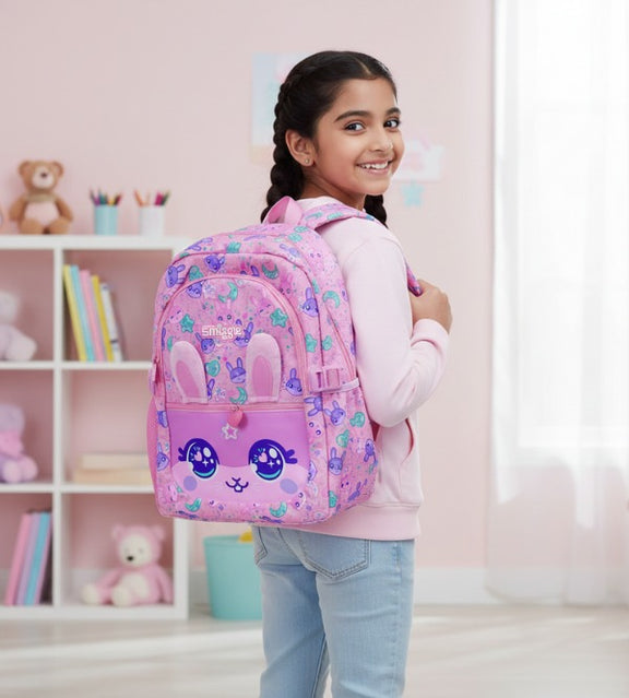Smiggle Pink Rabbit Character Backpack – 17 Inch Kids School Bag – Kids ...