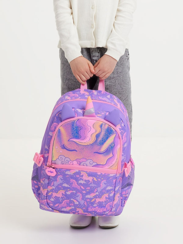 Smiggle Unicorn Purple Kids School Bag & Travel Backpack – 16 Inches (165593)