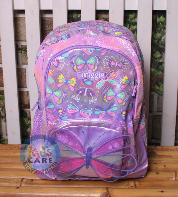 Smiggle Brand Butterfly Themed School Bag | Grade 1 & 2 | Purple (638358)