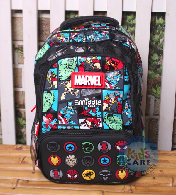 Smiggle Brand Marvel Themed School Bag | Grade 1 & 2 | Black (713892)