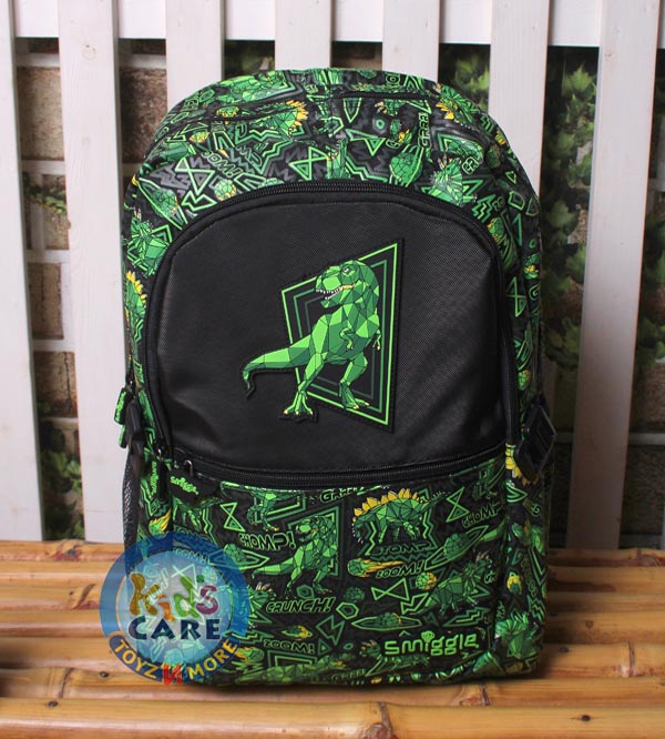 Smiggle Brand Dinosaur Themed School Bag | Grade 1 & 2 | Green (532806)