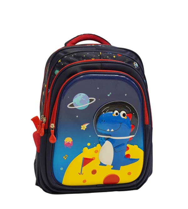 Space Dinosaur 3D School Bag for Kids | Durable & Spacious Backpack for Grade 1 & 2 (2368)