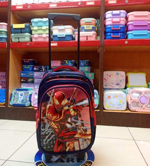 Spider Man 3D School Trolley Bag for Boys | Grade 1 & 2 | Durable Superhero Kids Trolley Bag with Wheels | Pakistan Delivery (2368)