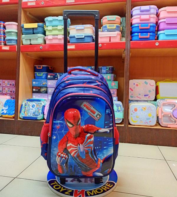 Spider Man 3D Trolley School Bag for Boys – Grade 1 & 2 | Durable & Spacious Kids School Bag with Wheels | Pakistan Delivery (8316)