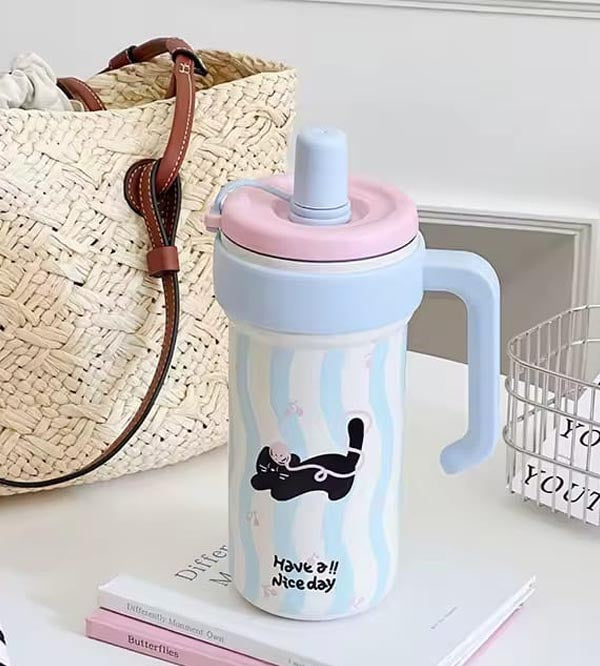 SUS 316 Stainless Steel Vacuum Mug / Tumbler 1000ml with Covered Straw & Ice Storage – Blue
