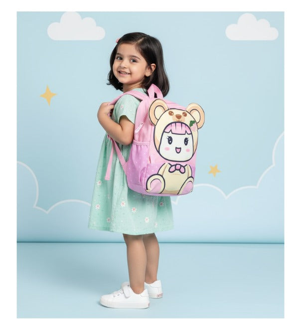 Teddy Bear Doll Design Backpack for Kids – Pink | Cute Plush School & Travel Bag (Z-95)
