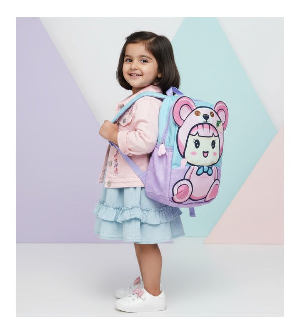 Teddy Bear Doll Design Backpack for Kids – Purple | Cute Plush School & Travel Bag (Z-95)