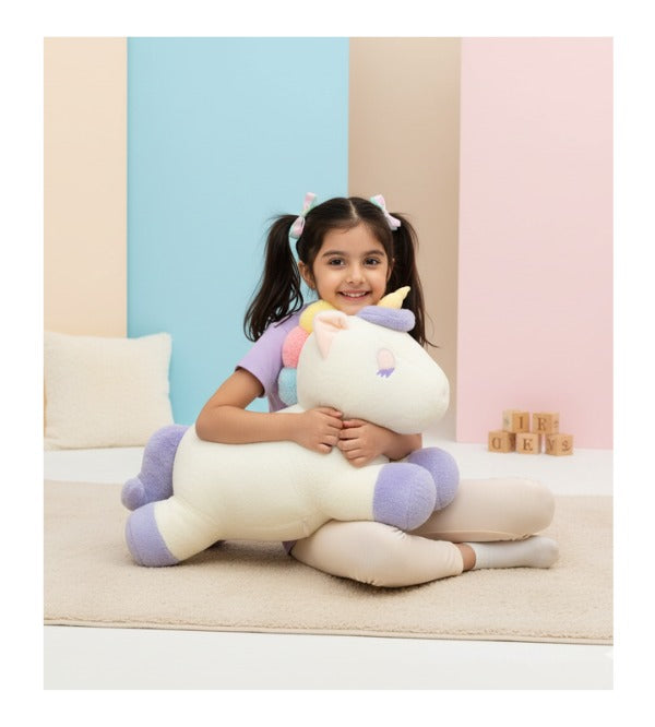 Unicorn 24-Inch Stuffed Toy – Premium Quality Soft Plush Toy for Kids | Pink & White (A-11A)
