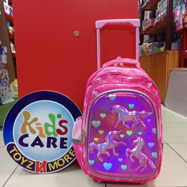 Magical Unicorn 3D Kids School Trolley Bag – 16 Inch, Lightweight & Durable – For Grade 1 to Grade 3