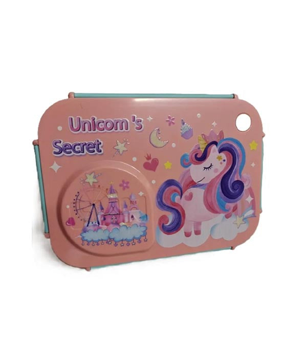 Unicorn Stainless Steel Lunch Box | 3 Portion Bento Box with Spoon, Chopsticks & Container (2659)