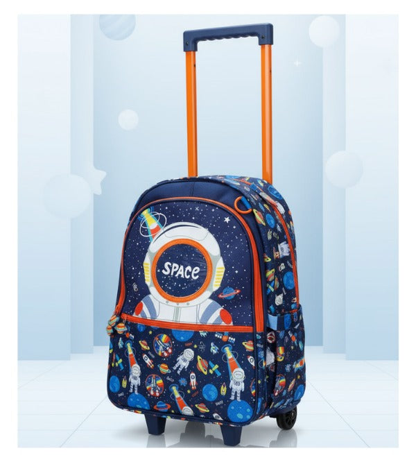 Vest Brand Astronaut Space World School Trolley Bag for Kids – Grade 1 to 3 | Durable & Spacious Rolling Backpack (U2113)
