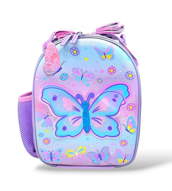 Vest Brand Adorable Butterfly Themed Purple Insulated Lunch Bag – Two Compartment, Hand & Cross Body (U2119)