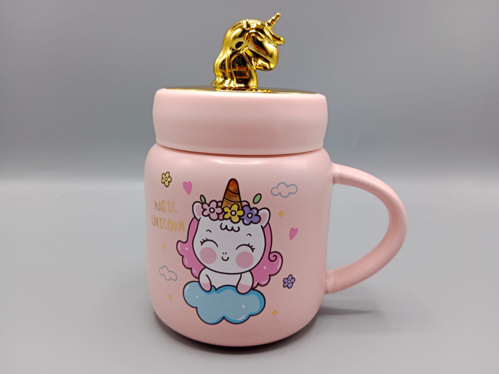 Unicorn Ceramic Mug With Unicorn Figure on Lid (G-29C)