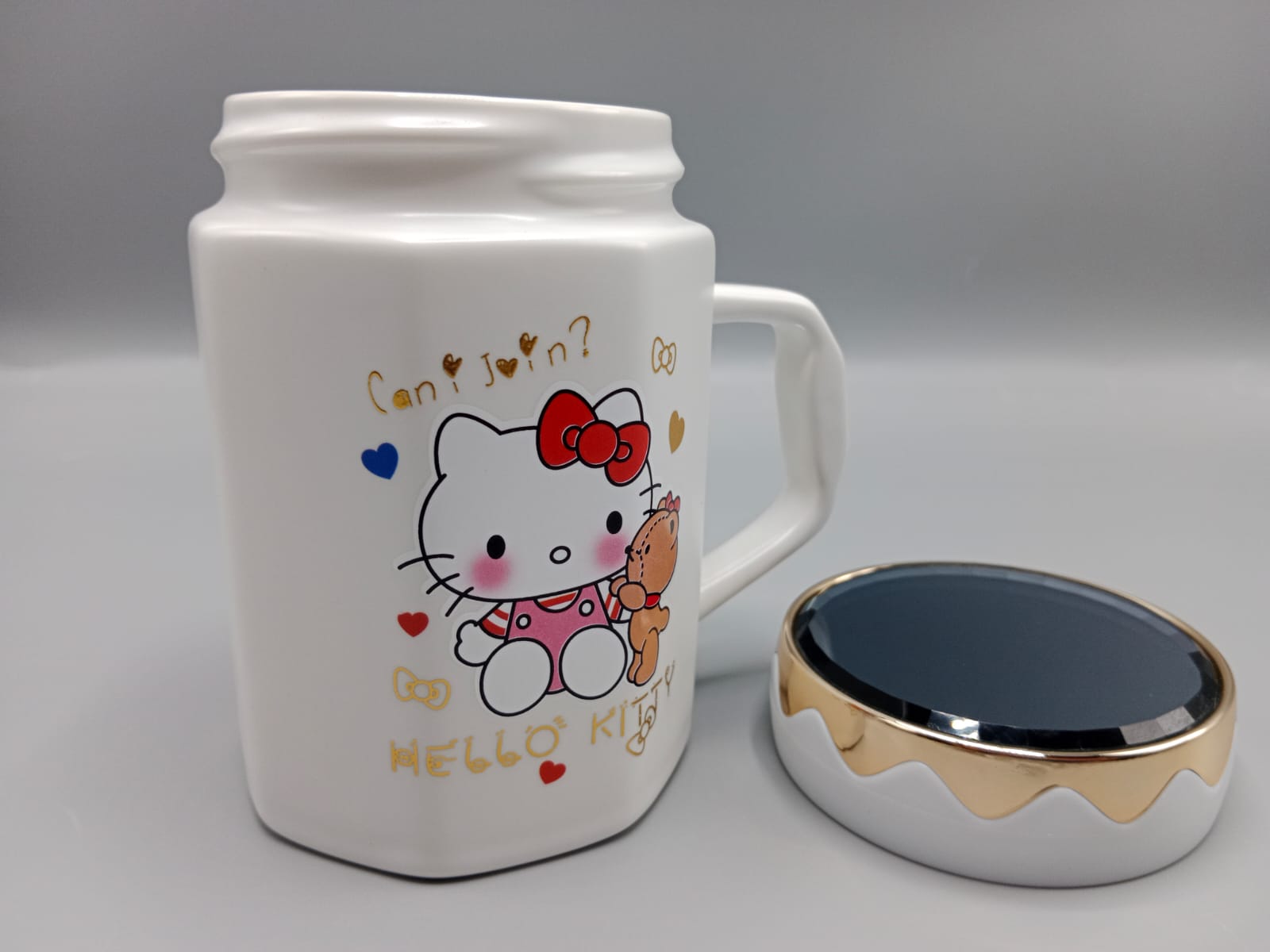 Hello Kitty Ceramic Coffee Mug With Mirrored Lid White (G-29)