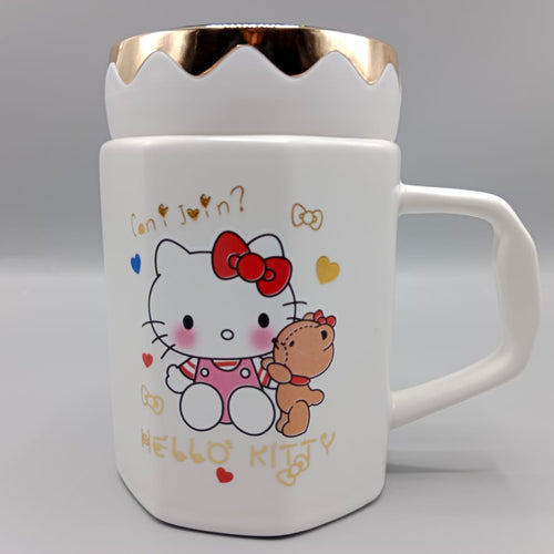 Load image into Gallery viewer, Hello Kitty Ceramic Coffee Mug With Mirrored Lid White (G-29)
